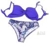 New Size LG Women's 2-Piece Supportive Underwire Tropical Plum Bikini Top & Bottom Swim Set - 2
