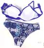 New Size LG Women's 2-Piece Supportive Underwire Tropical Plum Bikini Top & Bottom Swim Set - 3