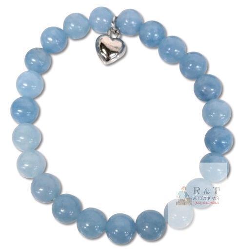New Aquamarine Heart Bracelet, Good Luck & Best Wishes, in Gift Box, Expansion Bracelet
