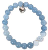 New Aquamarine Heart Bracelet, Good Luck & Best Wishes, in Gift Box, Expansion Bracelet