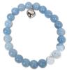 New Aquamarine Heart Bracelet, Good Luck & Best Wishes, in Gift Box, Expansion Bracelet