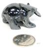 Adorable Tiny 0.75" Carved Hematite Grizzly Bear With Salmon Figure Talisman - 3