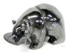 Adorable Tiny 0.75" Carved Hematite Grizzly Bear With Salmon Figure Talisman