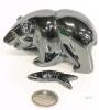 1.75" Tall Carved Hematite Grizzly Figure Talisman - 2