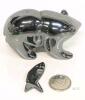 1.75" Tall Carved Hematite Grizzly Figure Talisman - 4