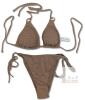 New Size MED Women's 2-Piece Woven Textured Acrylic Tortoiseshell Ring String Bikini Swim Set