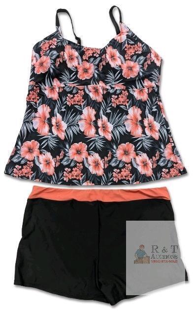 New Size XXL Women's 2-Piece Tropical Flower Tankini Swim Set