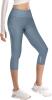 New Size MED Women's Steppe Sports Leggings Women's Pocket Capri 3/4 High Waist Elastic Opaque Plus Size Leggings with Side Pockets for Yoga Leisure with Pockets Short Sports Trousers 7/8 Trousers for Summer Gym Trousers