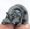 Adorable Tiny 0.75" Carved Hematite Grizzly Bear With Salmon Figure Talisman - 2