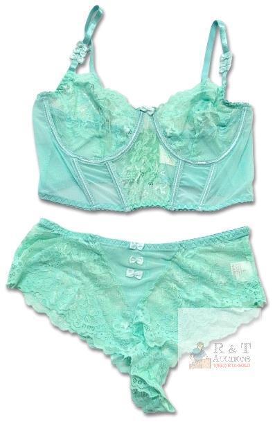 New Size LG Women's Bow-Tiful 2-Piece Soft Lace Lingerie Bra & Panties Set