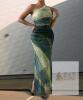 New Size LG Women's Breezy Summer Tie Dye Bodycon Dress Sleeveless Ruched Dresses Split Thigh Maxi Long Dress