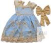 New Size 9-10 (140) Girls' Embridered Princess Dress With Removable Bow - 2