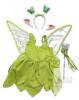 New Size 100 (3-4yrs) Girls' Fairy Butterfly Tinkerbell Costume Outfit, Dress, Removable Wings, Wand, Headband & Elf Ear Cuffs