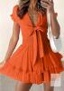 New Size SMALL Women's Pretty Garden Loose Flowy V Neck Tie Front Summer Dress, Lined, Light Blue