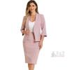 New Size XL Women's Allegra K Office Work Collarless Blazer and Pencil Skirt Business Suit Set 2 Pcs Pink