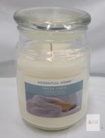 Essential Home Fresh Linen Scented Candle, 18 oz Glass Jar with Lid, Approx. 104-Hour Burn Time