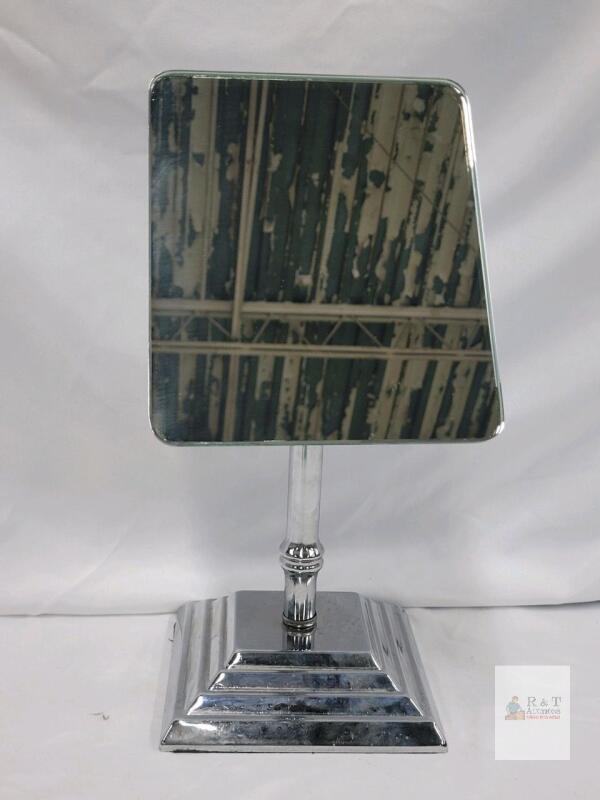 Chrome Tabletop Vanity Mirror, 8"x8" Square, Adjustable Tilt, 13" Height