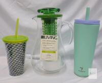 Reduce Mint Tumbler, For Living 2-in-1 Infusion Pitcher with Tube, Patterned Tumbler Set (3pc)