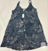 NEW SZ Medium Navy White Printed Button-Front Sleeveless Sundress Adjustable Straps
