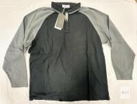 NEW 3XL Black/Gray Long Sleeve T-shirt, Model USTX93-1, Cotton Blend, Partial Zip
