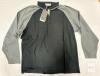 NEW 3XL Black/Gray Long Sleeve T-shirt, Model USTX93-1, Cotton Blend, Partial Zip