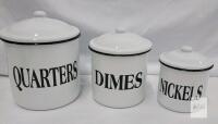 3 Enamel Change Containers w/Lids