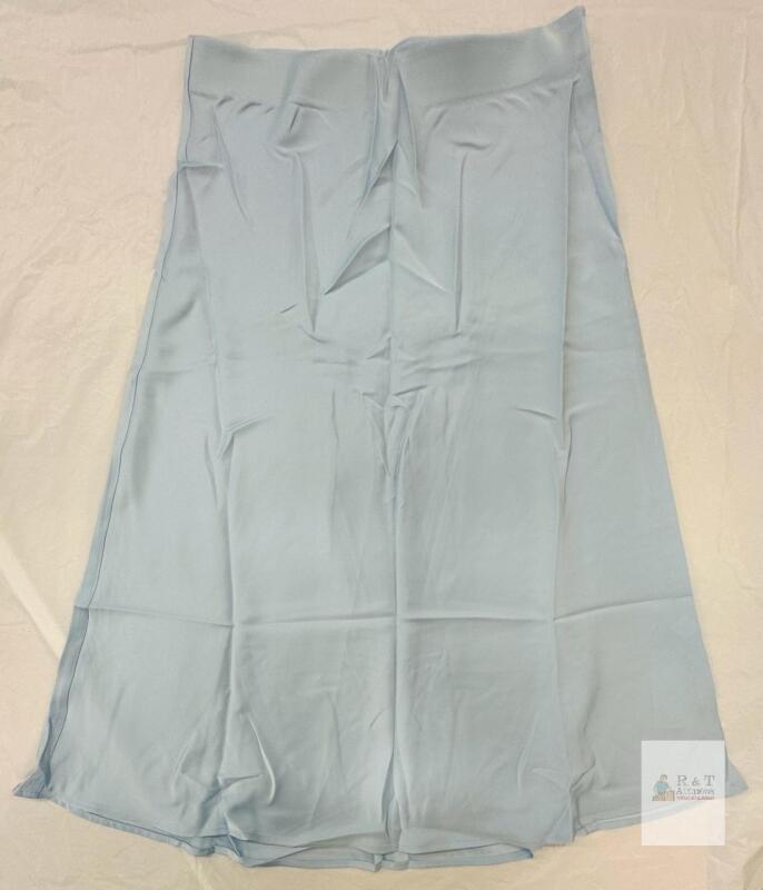 NEW Amy Babe Women's Silky Satin Midi Skirt, Baby Blue, Size Large, A-line, High Waist