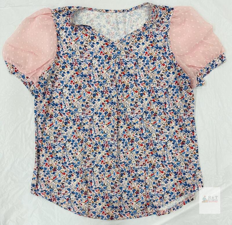 KISSMODA Women's Plus Size Floral Tunic Blous, Size XXL