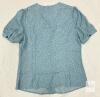New Allegra K Women's Small Blue Polka Dot Short Sleeve Button-Up Blouse, Peter Pan Collar - 2