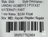 NEW Landau Women's Maternity Scrub Pants 3 Pocket, Medium Regular, BEAH Royal, Style 9399 - 3
