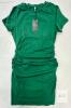 Laughido Green Ruched Bodycon Dress, Large, New