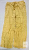 Women's Linen Pants Light Yellow Large, Elastic Waist, Drawstring, Wide Leg, New
