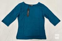 Allegra K Women's Teal 3/4 Sleeve Stretch Top, Small, New with Tags, Pullover, Solid Color