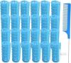 2 new ZMD 20mm Blue Plastic Hair Rollers, Medium, with Rat-Tail Comb, Professional Hair Care