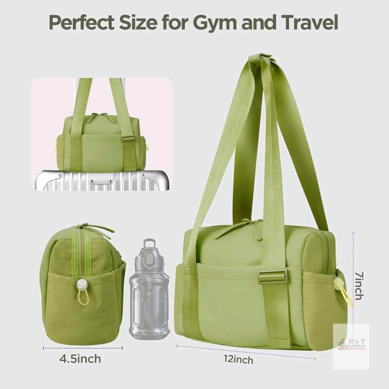 New Green Mini Gym / Diaper / Shoulder Bag With Wet Compartment, Great For Travel, Yoga, Workouts +