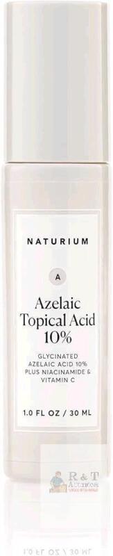 New Naturium Azelaic Topical Acid 10 percent, Serum for Face, Redness Reducing, With Niacinamide and Vitamin C, 1.0 FL OZ / 30 ml