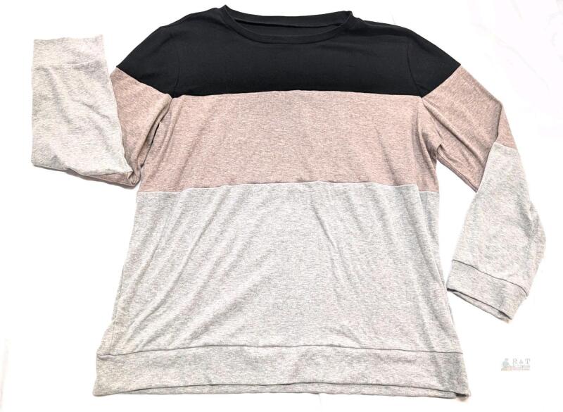 New Size 3XL Women's KissModa Lightweight Knit Long Sleeve Colorblock Top