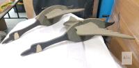 2 Hand-Made Hanging Wooden Geese . Measures 37"&times;37"