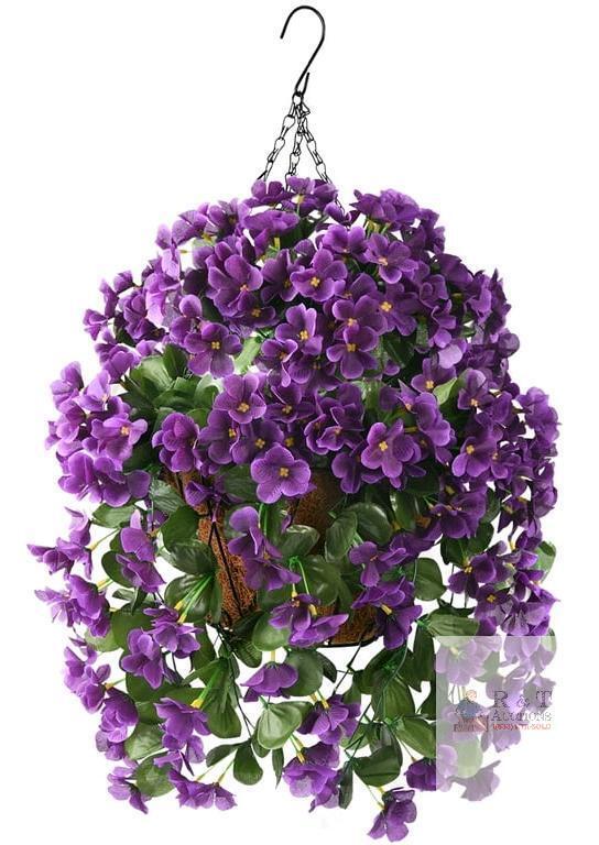 New Homsunny Artificial Hanging Flowers in Basket for Patio Garden Decor . Some Assembly Required