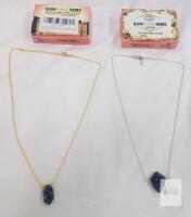 NEW Sunshine Gems Moss Agate Pendant Necklace with Hexagonal Point Stone, 18" Chain, Gold & Silver Tones