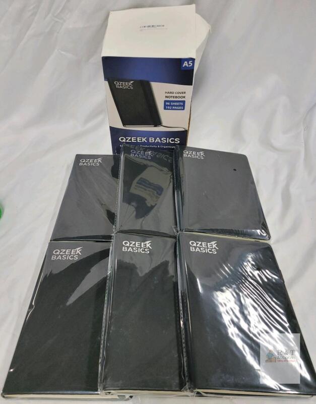 Qzeek Basics A5 Hardcover Notebook, 96 Sheets, 192 Pages, Lined, 6-Pack, Elastic Closure