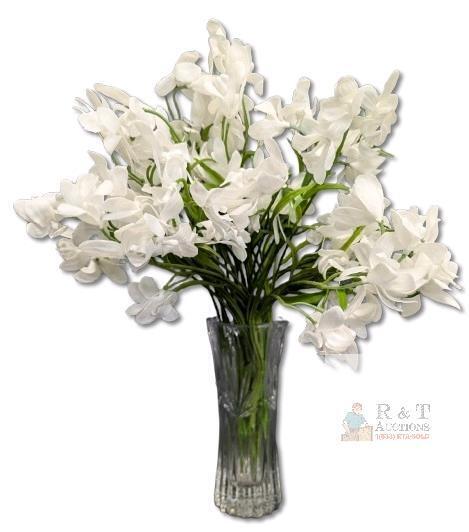 New Lcuasc 12pcs Orchid Flowers Branches, 21.7in Artificial Cymbidium Flower Stems for Table Centerpiece Wedding Vase Arrangements Office Home Decor (White) X0051CLM5F