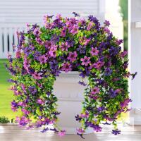 New ZFProcess Artificial Hanging Flowers Plants for Outdoor Spring Summer Decoration, 2 PCS Faux Silk Flower Outside Planter UV Resistant Look Real for Front Patio Porch Home Decor (Double Purple) 12" Long With 8" Drop X004G8GC6T
