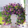 New ZFProcess Artificial Hanging Flowers Plants for Outdoor Spring Summer Decoration, 2 PCS Faux Silk Flower Outside Planter UV Resistant Look Real for Front Patio Porch Home Decor (Double Purple) 12" Long With 8" Drop X004G8GC6T