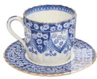 Antique 1885 Copeland Spode Blue Primrose Coffee Demitasse Cup and Saucer / Coffee Can Duo - No Chips or Cracks