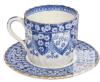 Antique 1885 Copeland Spode Blue Primrose Coffee Demitasse Cup and Saucer / Coffee Can Duo - No Chips or Cracks