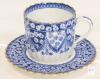 Antique 1885 Copeland Spode Blue Primrose Coffee Demitasse Cup and Saucer / Coffee Can Duo - No Chips or Cracks - 2