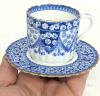 Antique 1885 Copeland Spode Blue Primrose Coffee Demitasse Cup and Saucer / Coffee Can Duo - No Chips or Cracks - 3