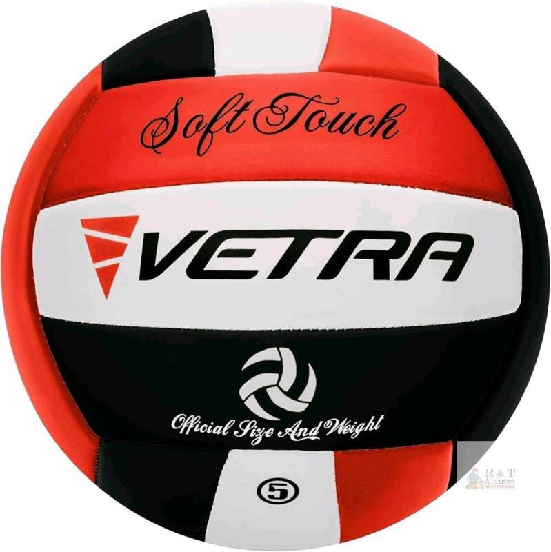 New Vetra Volleyball Soft Touch Volley Ball Official Size 5 Outdoor Indoor Beach Gym Game Ball, Red / Black / White (Uniflated)