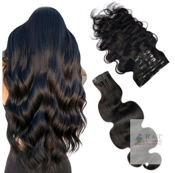 New Essent Seamless Clip in Body Wave Hair Extensions for Women , Natural Black